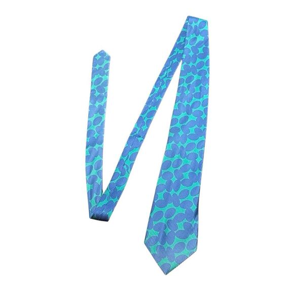 Vintage 1980s Silk Tie Echo Blue Green Abstract Men’s 58” - Picture 1 of 6